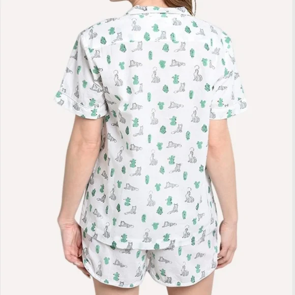 Roller Rabbit Lulu Shorts Set Wolf Coyote Cactus Pajamas Medium Horses Pink - Picture 4 of 13